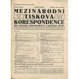 Mezinárodní tisková korespondence pro politiku, hospodářství a dělnické hnutí, ročník IX., číslo 37/1933 (1. republika, časopis, noviny)