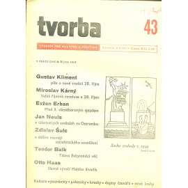 Tvorba – Týdeník pro kulturu a politiku, ročník XVIII., číslo 43/1949 (časopis, noviny)