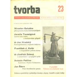 Tvorba – Týdeník pro kulturu a politiku, ročník XVIII., číslo 23/1949 (časopis, noviny)