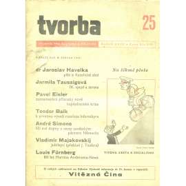 Tvorba – Týdeník pro kulturu a politiku, ročník XVIII., číslo 25/1949 (časopis, noviny)