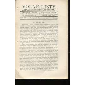 Volné listy, ročník VII., číslo 78/1898. Časopis šířící zásady bezvládí (anarchismus, exil, noviny, časopis, USA)