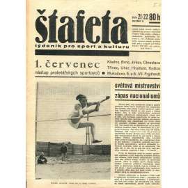 Štafeta, ročník II., číslo 21-22/1934. Týdeník pro sport a kulturu (1. republika, noviny, časopis)