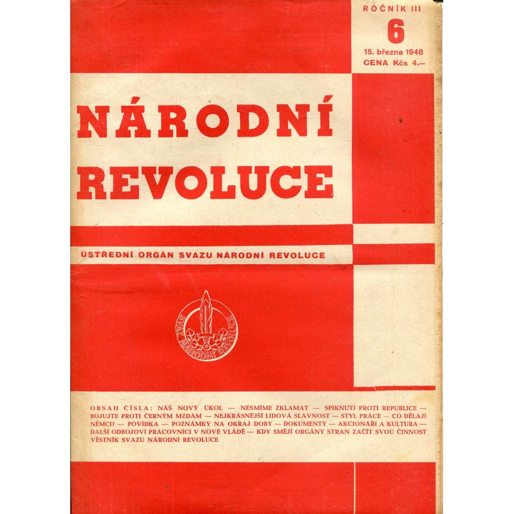 Národní revoluce, ročník III., číslo 6/1948 (časopis, noviny)