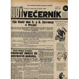 Rudý večerník (2.6.1928) - staré noviny, 1. republika