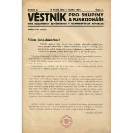 Věstník pro skupiny a funkcionáře Unie železničních zaměstnanců v Československé republice, ročník V., číslo 1-15/1934 (železnice)
