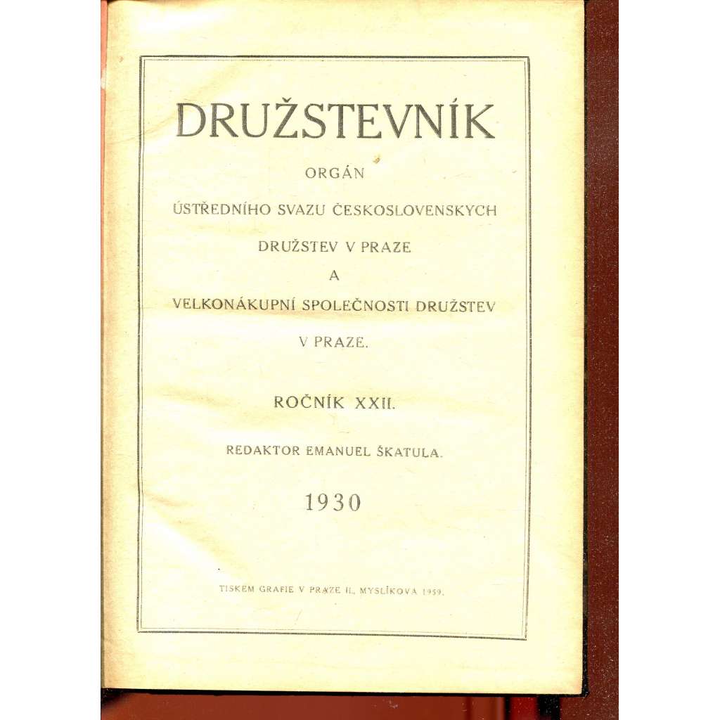 Družstevník, ročník XXII./1930 (družstvo, družstva)