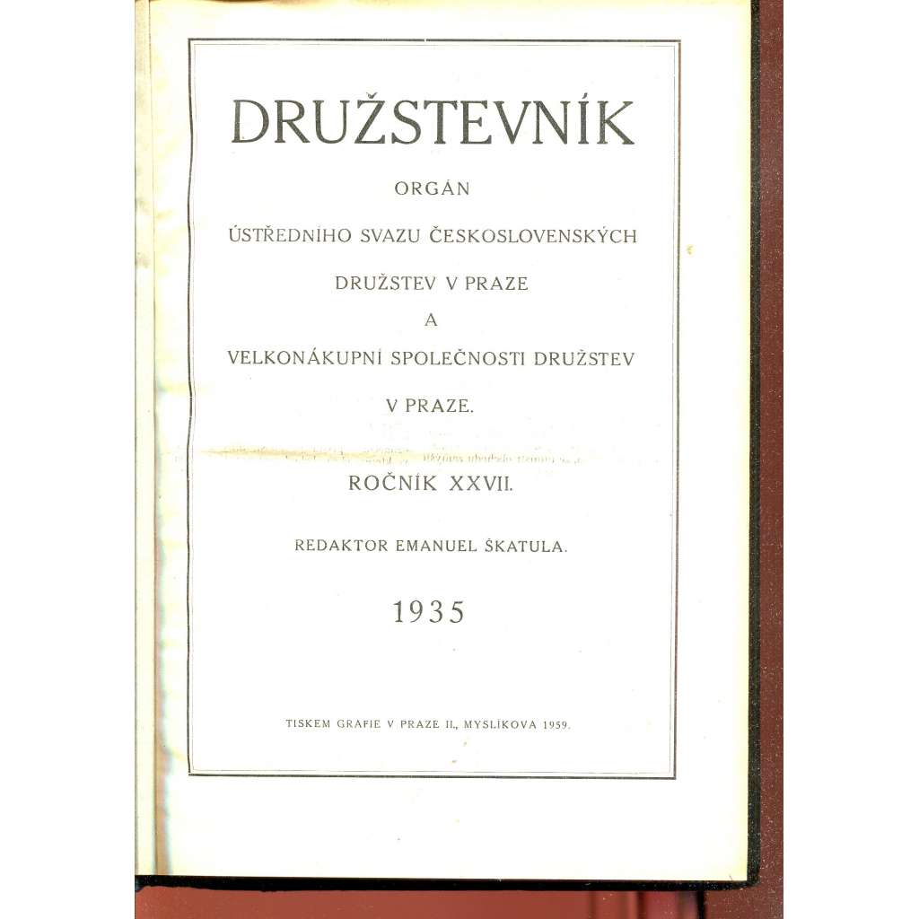 Družstevník, ročník XXVII./1935 (družstvo, družstva)