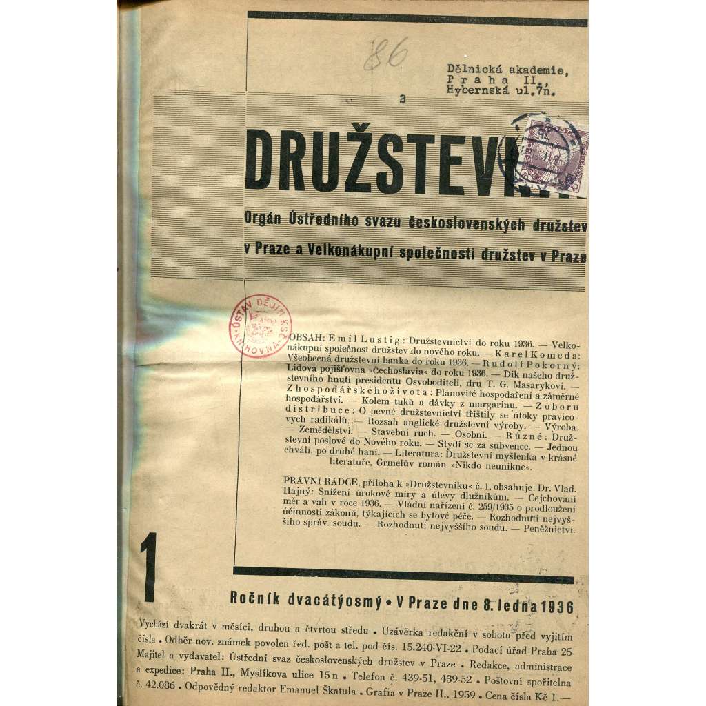 Družstevník, ročník XXVIII./1936 (družstvo, družstva)
