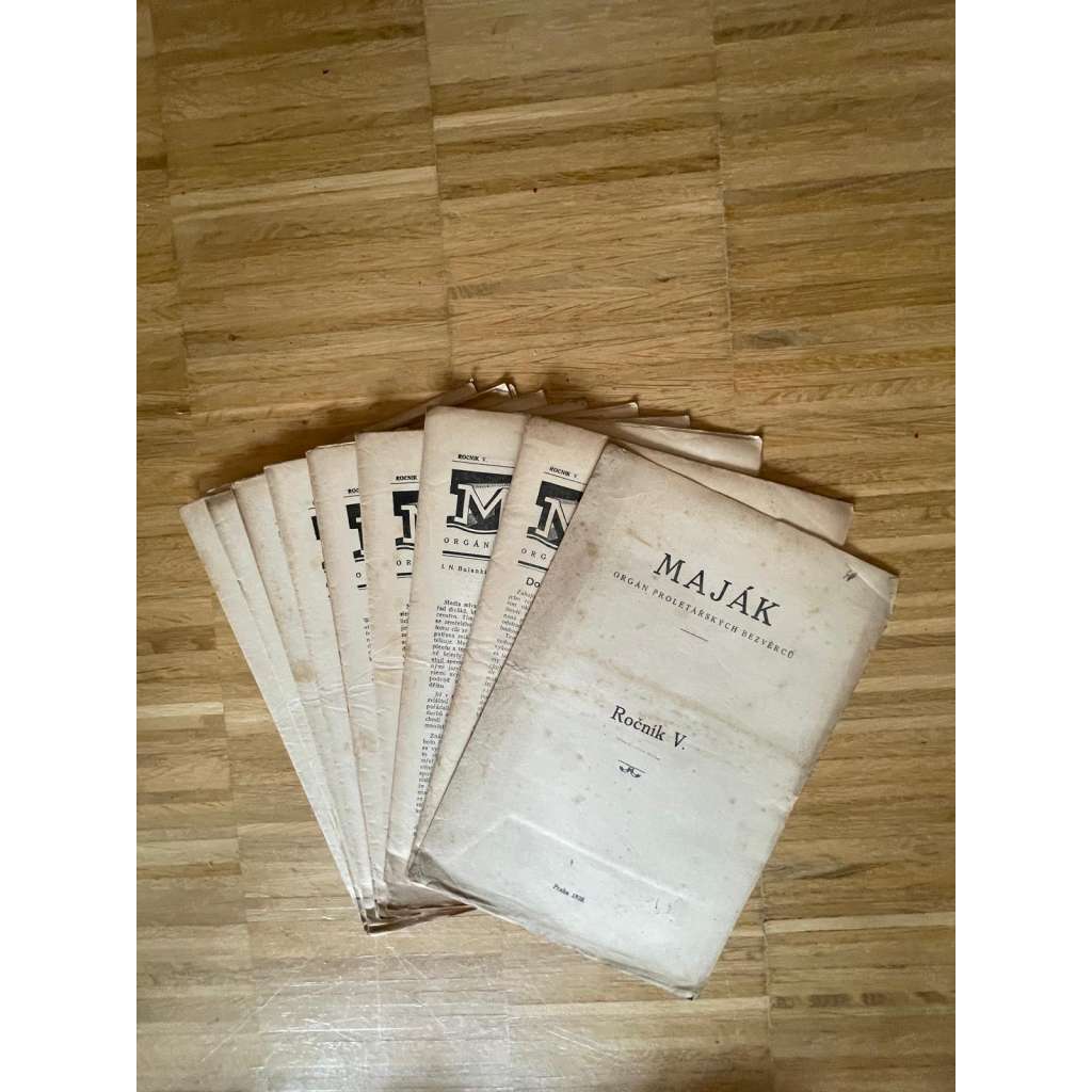 Maják, ročník V., čísla 1-12/1928. Orgán Proletářských bezvěrců (časopis, levicová literatura)