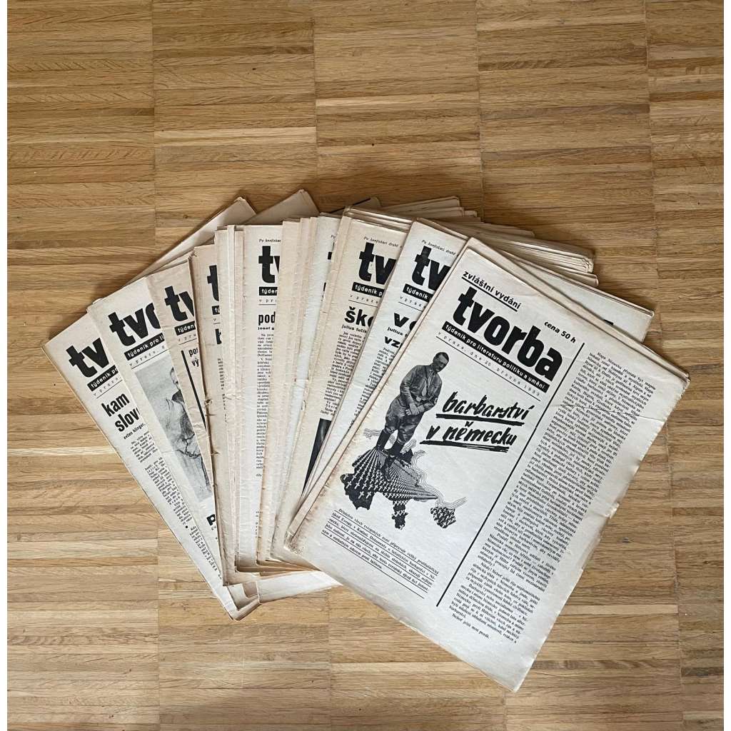 Tvorba, ročník VIII., čísla 1-45/1933 + zvláštní vydání. Týdeník pro literaturu, politiku a umění (1. republika, noviny, časopis)
