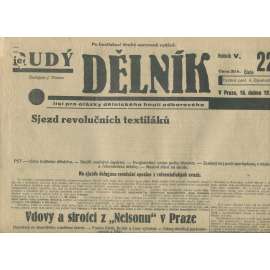 Rudý dělník, ročník V., číslo 22/1934. List pro otázky dělnického hnutí odborového (odbory, 1. republika, staré noviny)