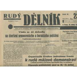 Rudý dělník, ročník V., číslo 23/1934. List pro otázky dělnického hnutí odborového (odbory, 1. republika, staré noviny)