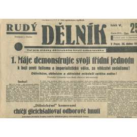 Rudý dělník, ročník V., číslo 25/1934. List pro otázky dělnického hnutí odborového (odbory, 1. republika, staré noviny)