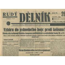Rudý dělník, ročník V., číslo 28/1934. List pro otázky dělnického hnutí odborového (odbory, 1. republika, staré noviny)