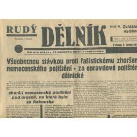 Rudý dělník, ročník V., zvláštní vydání (5.6.1934). List pro otázky dělnického hnutí odborového (odbory, 1. republika, staré noviny)