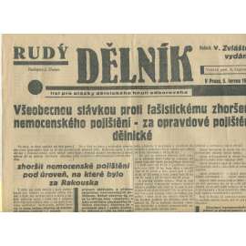 Rudý dělník, ročník V., zvláštní vydání (5.6.1934). List pro otázky dělnického hnutí odborového (odbory, 1. republika, staré noviny)