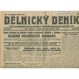 Dělnický deník, ročník IX., číslo 170/1926 (1. republika, staré noviny, komunistická literatura) - Ostrava