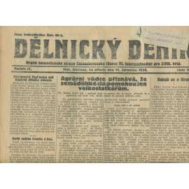 Dělnický deník, ročník IX., číslo 160/1926 (1. republika, staré noviny, komunistická literatura) - Ostrava