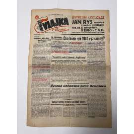 Vlajka, ročník IX., číslo 155/1939. Deník nového národovectví (noviny, kolaborace, Protektorát)