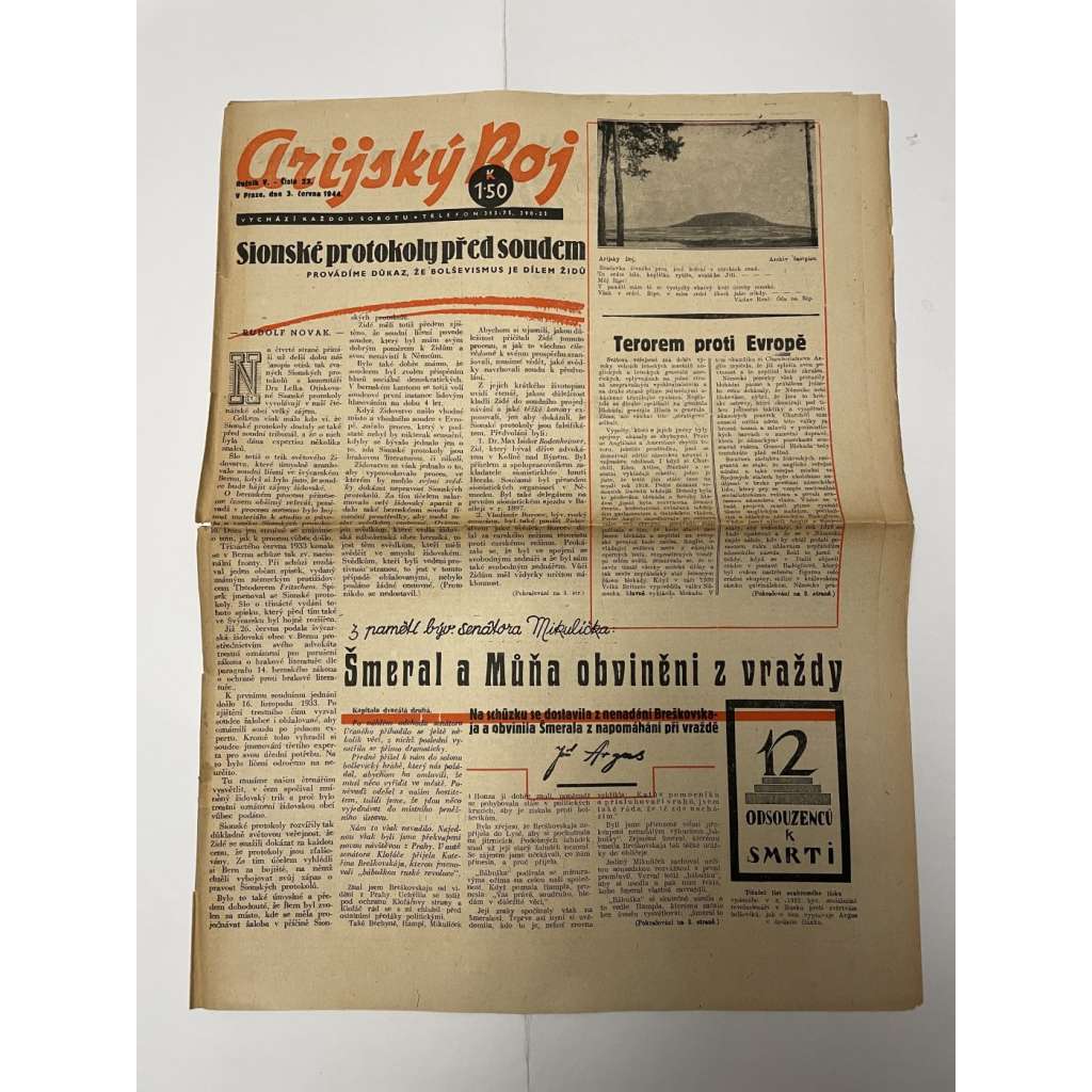 Arijský boj, ročník V., číslo 23/1944 - Ústřední list protižidovské ligy [časopis kolaborantů, nacismus, antisemitismus, protižidovské, Židé]