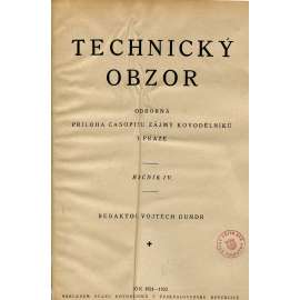 Technický obzor, ročník IV., čísla 1-30/1921-1923. Odborná příloha časopisu Zájmy Kovodělníků