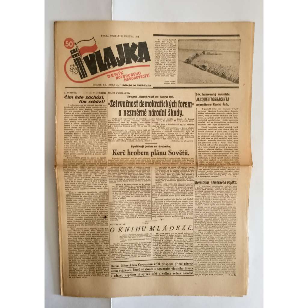 Vlajka, ročník XII., číslo 41/1942. Deník nového národovectví (noviny, kolaborace, Protektorát)