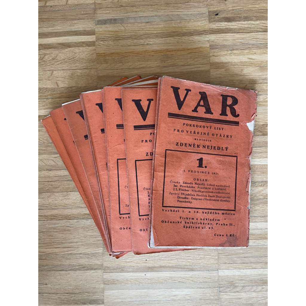 VAR, ročník IV., čísla 1-20/1922. Pokrokový list pro veřejné otázky