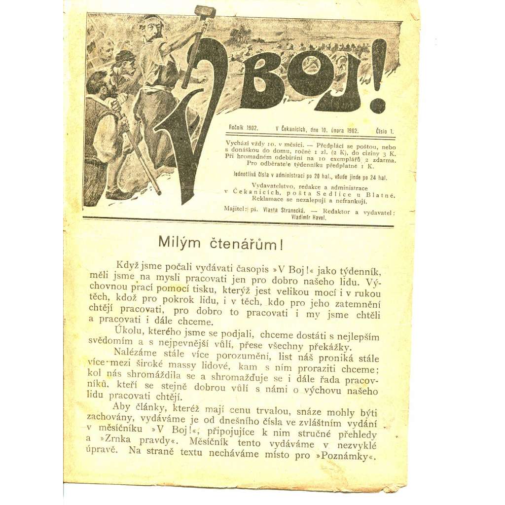 V boj, číslo 1-12/ 1902 (Čekanice, časopis)