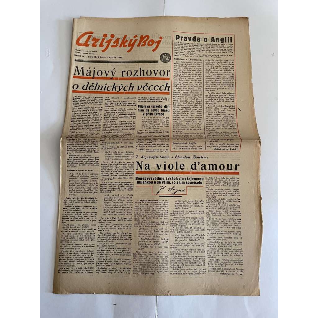 Arijský boj, ročník IV., číslo 13/1943 - Ústřední list protižidovské ligy [časopis kolaborantů, nacismus, antisemitismus, protižidovské, Židé]