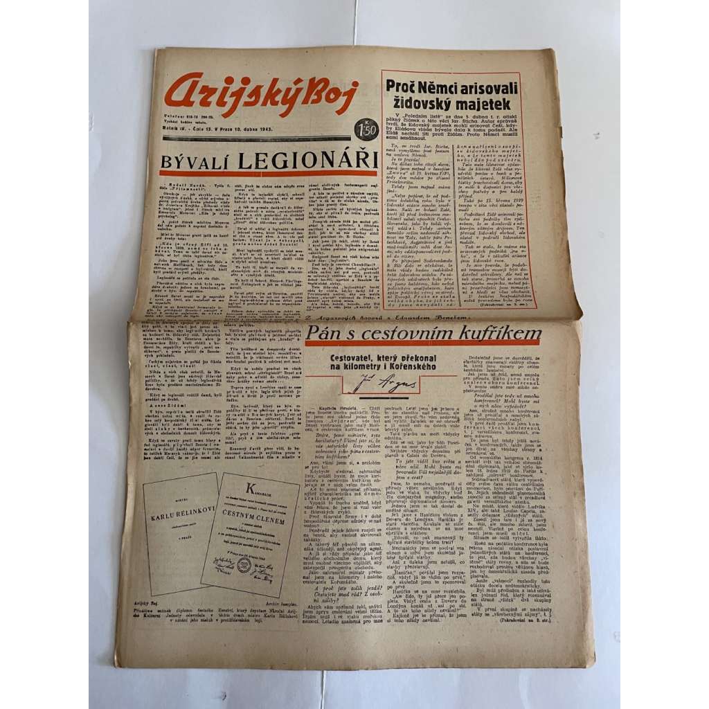 Arijský boj, ročník IV., číslo 15/1943 - Ústřední list protižidovské ligy [časopis kolaborantů, nacismus, antisemitismus, protižidovské, Židé]