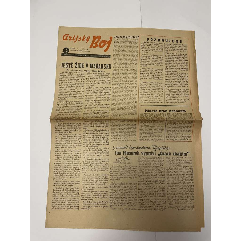 Arijský boj, ročník V., číslo 46/1944 - Ústřední list protižidovské ligy [časopis kolaborantů, nacismus, antisemitismus, protižidovské, Židé]