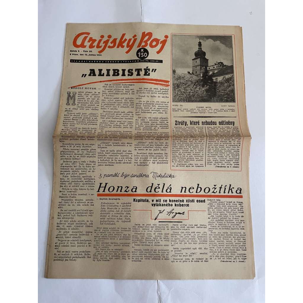 Arijský boj, ročník V., číslo 20/1944 - Ústřední list protižidovské ligy [časopis kolaborantů, nacismus, antisemitismus, protižidovské, Židé]