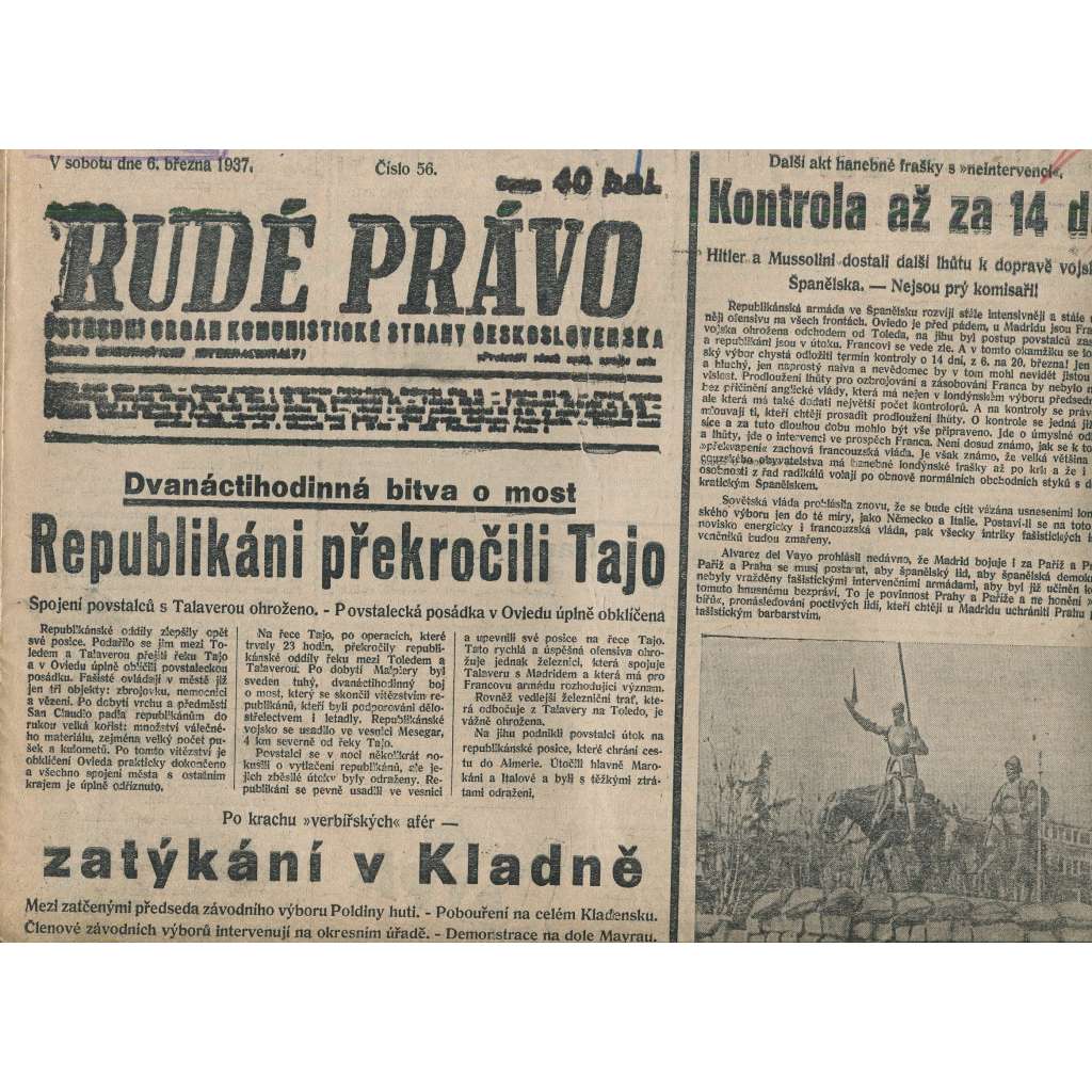 Rudé právo (6.3.1937) - 1. republika, staré noviny