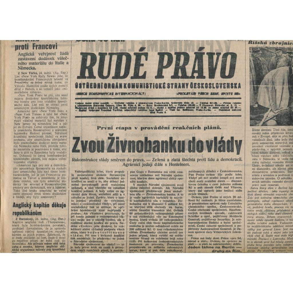 Rudé právo (25.1.1938) - 1. republika, staré noviny