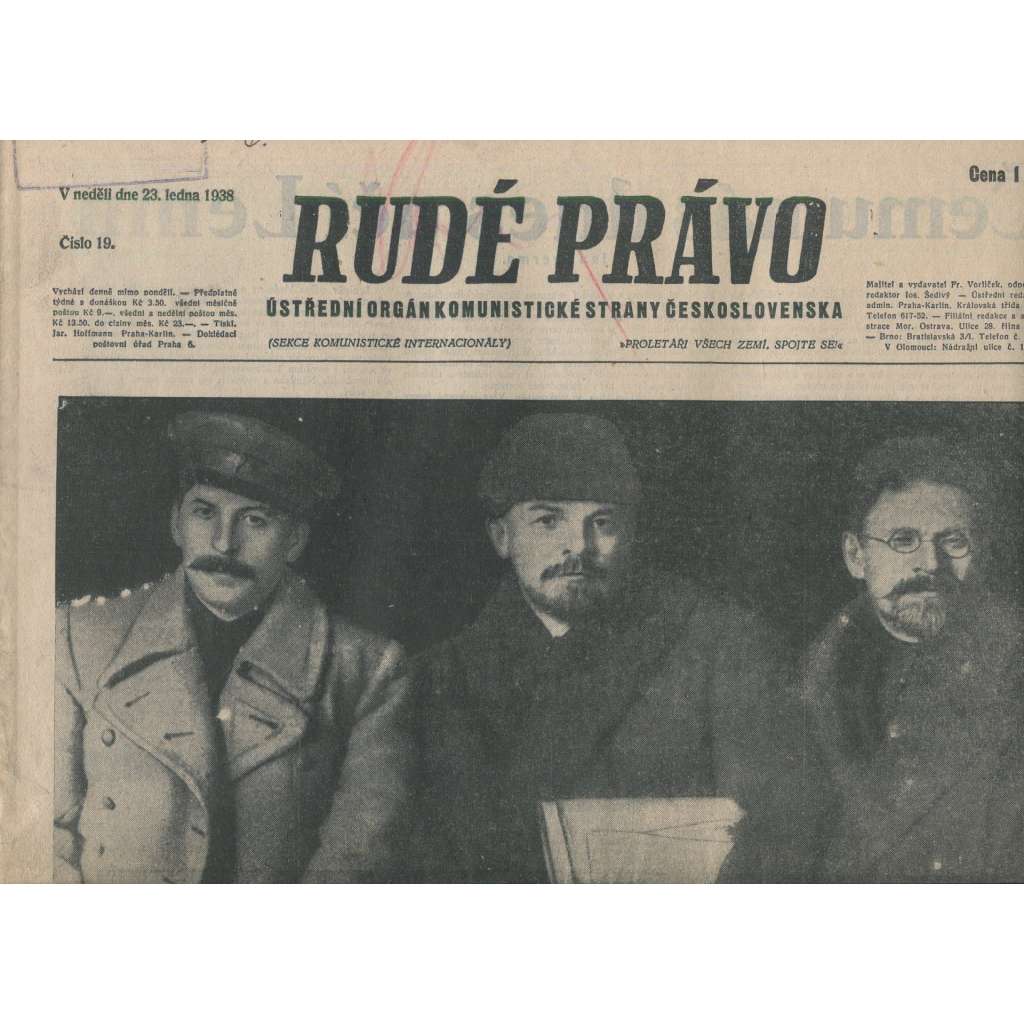Rudé právo (23.1.1938) - 1. republika, staré noviny