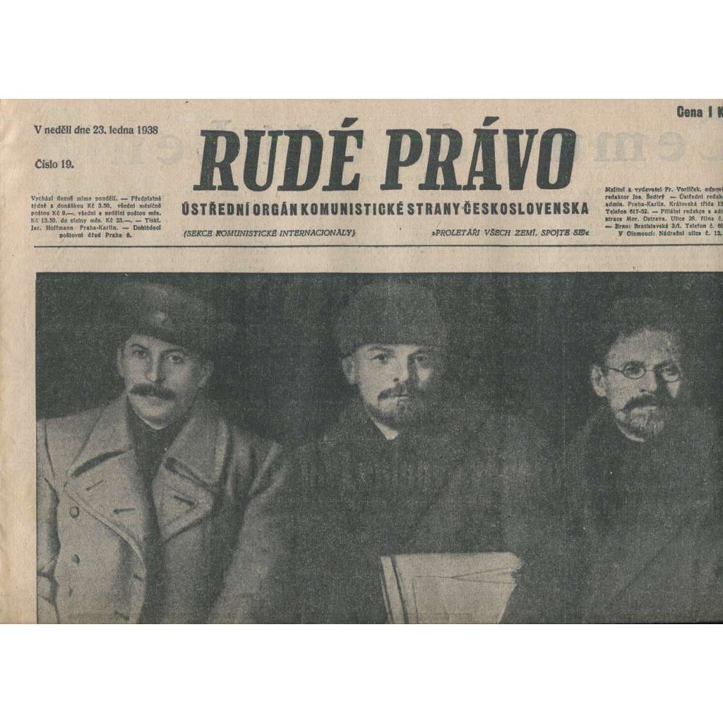 Rudé právo (23.1.1938) - 1. republika, staré noviny