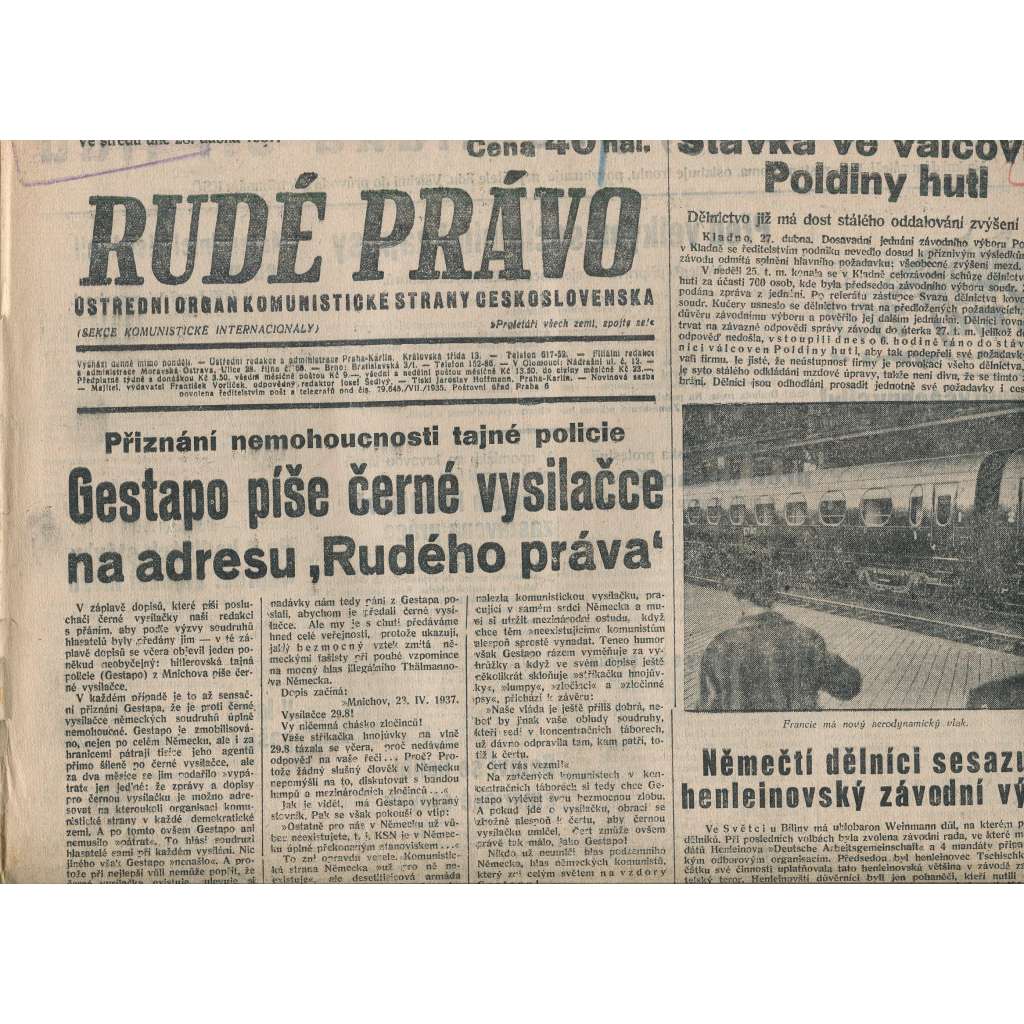 Rudé právo (28.4.1937) - 1. republika, staré noviny