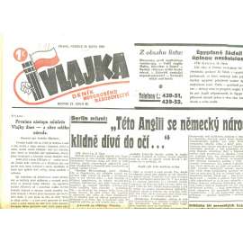 Vlajka, ročník IX., číslo 97/1939. Deník nového národovectví (noviny, kolaborace, Protektorát)
