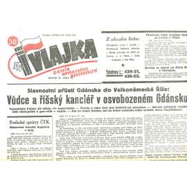 Vlajka, ročník IX., číslo 79/1939. Deník nového národovectví (noviny, kolaborace, Protektorát)