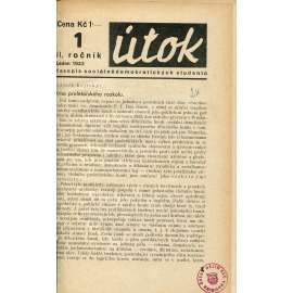Útok, ročník II., číslo 1.-7./1933. Časopis sociálnědemokratických studentů (1. republika)