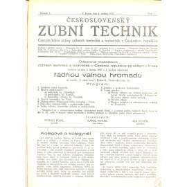 Československý zubní technik, ročník I., číslo 1-12/1927-1928 (časopis, stomatologie, zuby, zubařství)