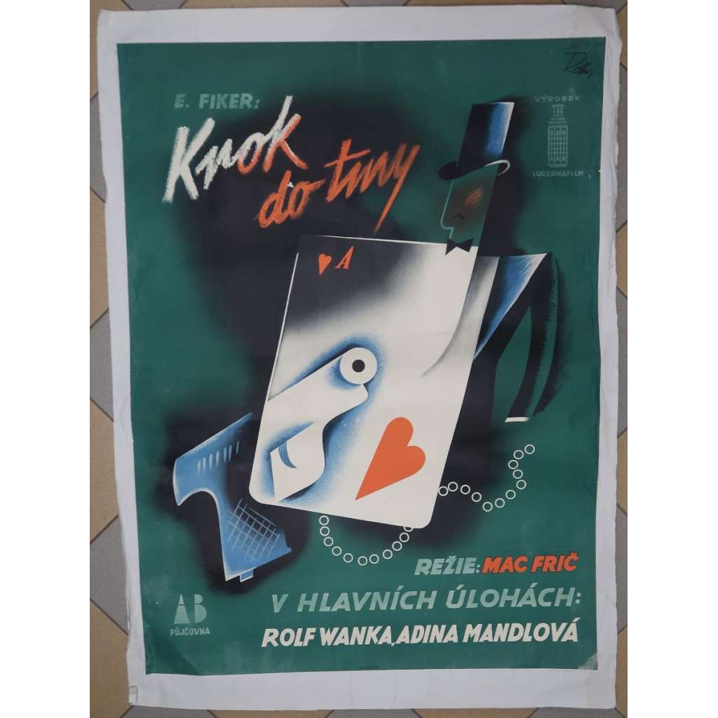 Krok do tmy - Obří filmový plakát - Ateliér Rotter - Martin Fryč 1938 - 125 x 92,5 cm