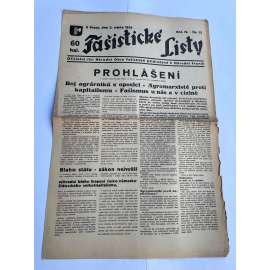 Fašistické listy, ročník IV., číslo 13/1934. Oficielní list Národní obce fašistické (noviny, pravicová literatura, 1. republika)