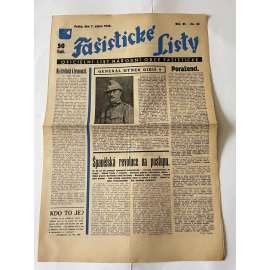 Fašistické listy, ročník VI., číslo 32/1936. Oficielní list Národní obce fašistické (noviny, pravicová literatura, 1. republika)