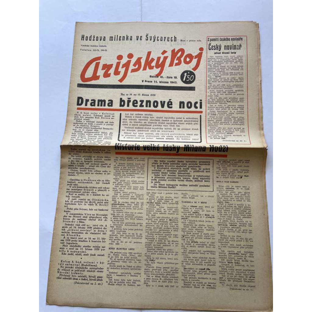 Arijský boj, ročník III., číslo 10/1942 - Ústřední list protižidovské ligy [časopis kolaborantů, nacismus, antisemitismus, protižidovské, Židé]