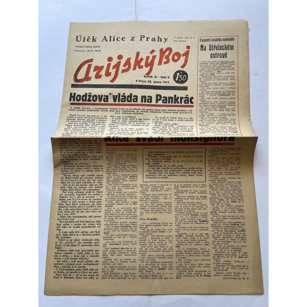 Arijský boj, ročník III., číslo 8/1942 - Ústřední list protižidovské ligy [časopis kolaborantů, nacismus, antisemitismus, protižidovské, Židé]