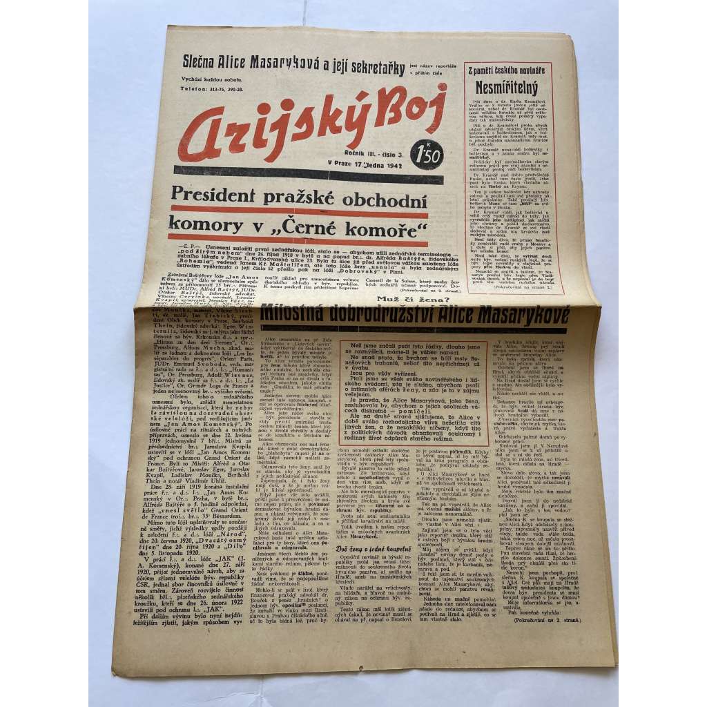 Arijský boj, ročník III., číslo3/1942 - Ústřední list protižidovské ligy [časopis kolaborantů, nacismus, antisemitismus, protižidovské, Židé]