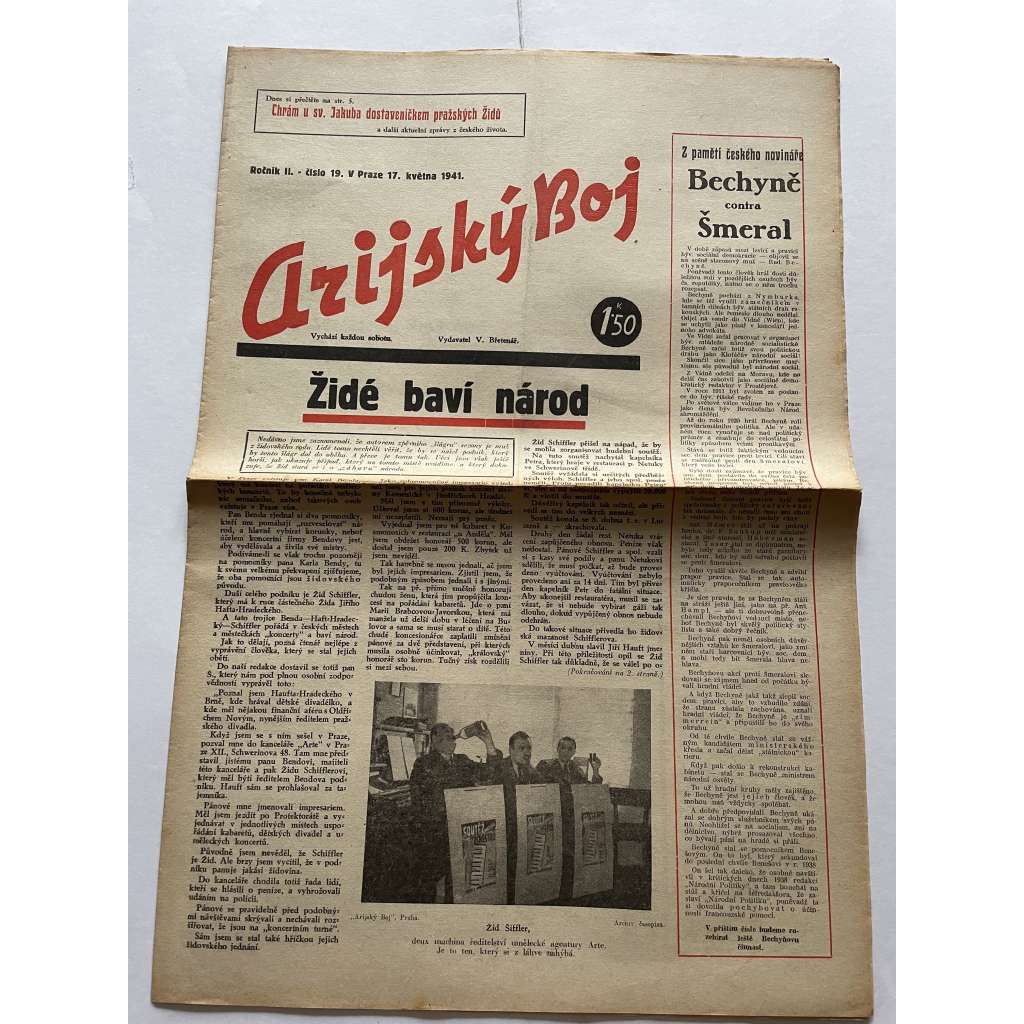 Arijský boj, ročník II., číslo 19/1941 - Ústřední list protižidovské ligy [časopis kolaborantů, nacismus, antisemitismus, protižidovské, Židé]