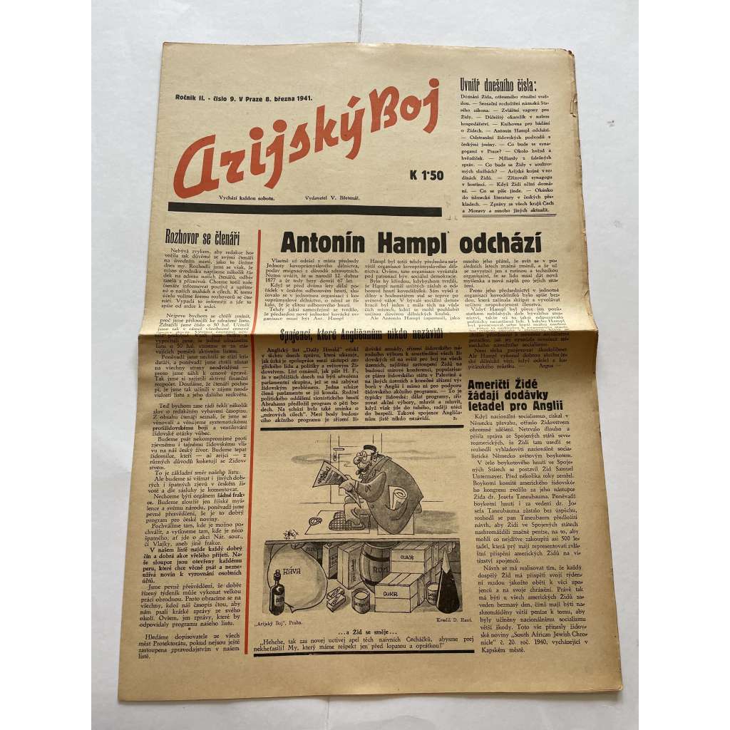 Arijský boj, ročník II., číslo 9/1941 - Ústřední list protižidovské ligy [časopis kolaborantů, nacismus, antisemitismus, protižidovské, Židé]