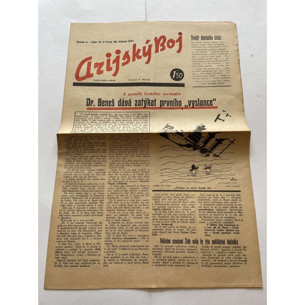 Arijský boj, ročník II., číslo 12/1941 - Ústřední list protižidovské ligy [časopis kolaborantů, nacismus, antisemitismus, protižidovské, Židé]